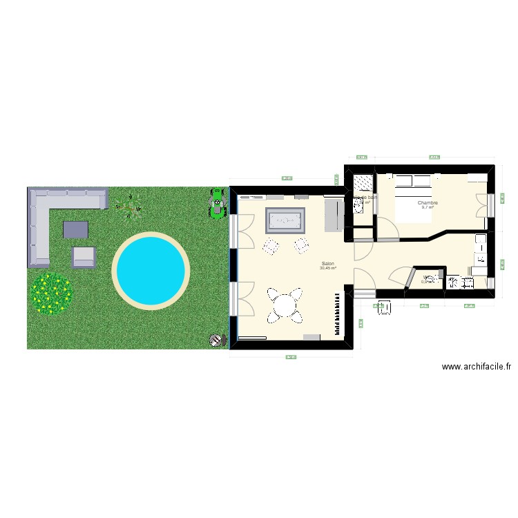 archi. Plan de 4 pièces et 43 m2