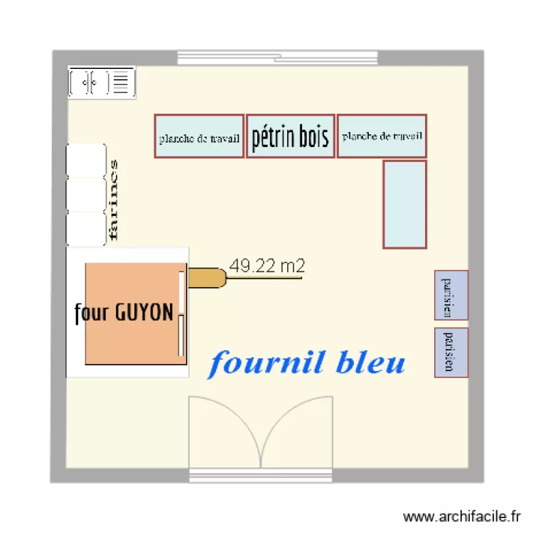 nouveau fournil bleu avec &eacute;vier. Plan de 