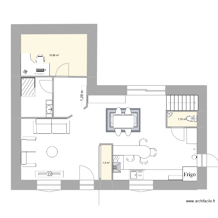 Rdc maison Lizéa. Plan de 3 pièces et 14 m2