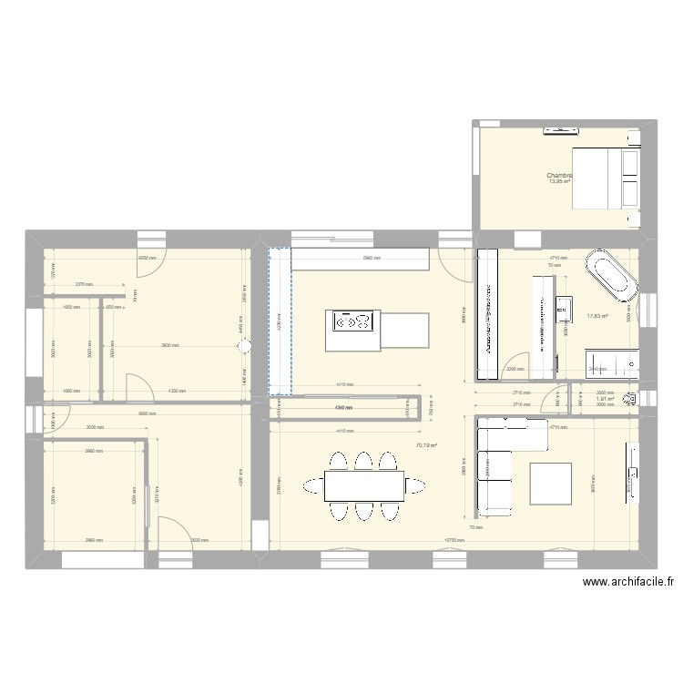 RDC marnay 80 nouveau. Plan de 9 pièces et 159 m2