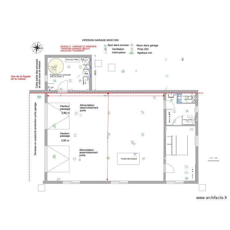 VERSION GARAGE RÉDUIT  ESCALIER TOURNANT. Plan de 4 pièces et 118 m2