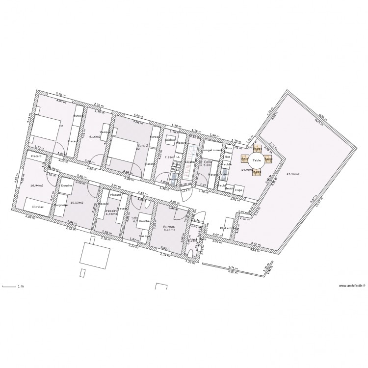 Plain pied 3 chambres, salle de jeux, buanderie, cellier et bureau sur s-s complet - Esc N - WC G entrée - Avancée entrée. Plan de 0 pièce et 0 m2