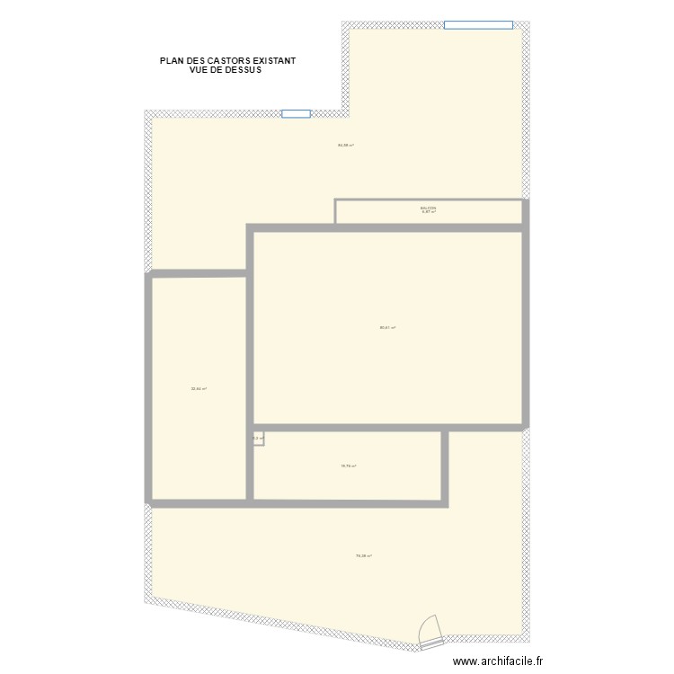 Plan des Castors existant VUE DE DESSUS . Plan de 0 pièce et 0 m2