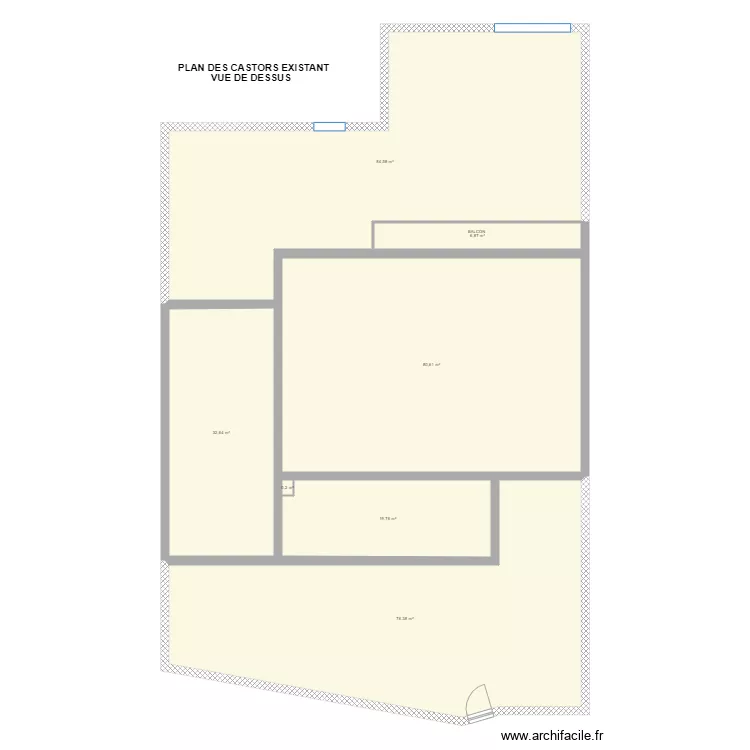 Plan des Castors existant VUE DE DESSUS . Plan de 