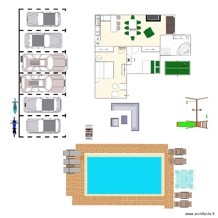 lm1. Plan de 3 pièces et 46 m2