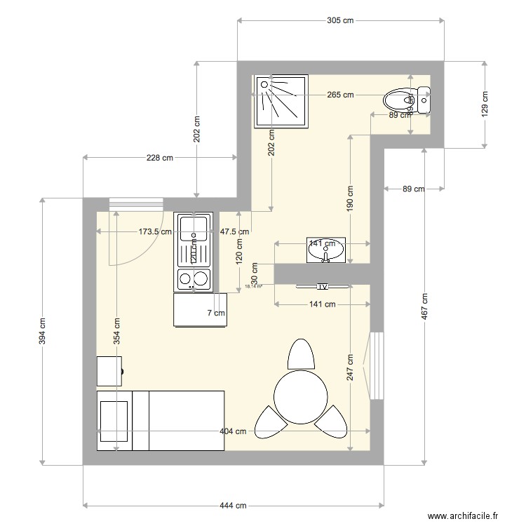 studio 17 m2 st dom meublé. Plan de 0 pièce et 0 m2