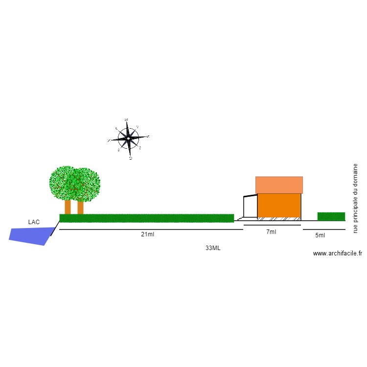 vue en coupe chalet 60. Plan de 3 pièces et 25 m2