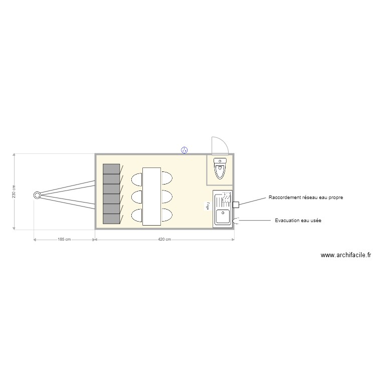 BVR 015. Plan de 2 pièces et 9 m2