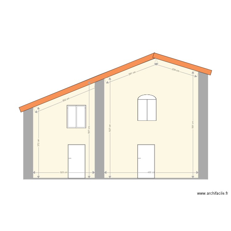 Ancien Façade Sud Est. Plan de 0 pièce et 0 m2