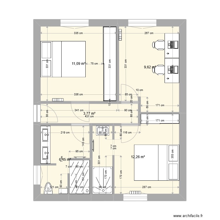 32RDS CHAMBRES V5_2. Plan de 5 pièces et 43 m2