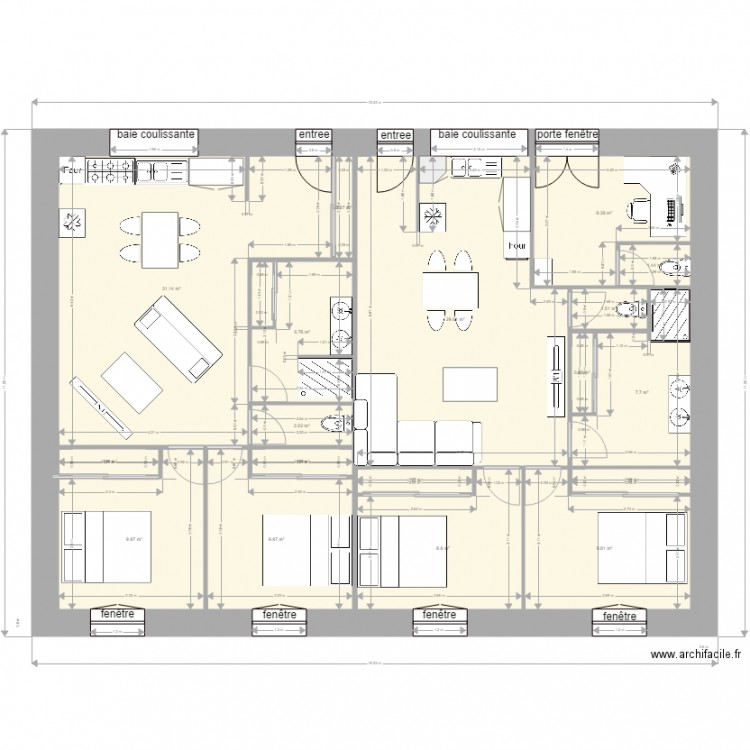 projet étage de deux appartements goslin 3. Plan de 0 pièce et 0 m2