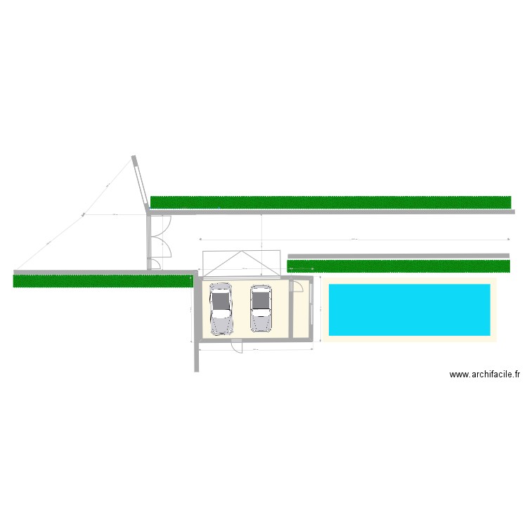 Version avec Garage et Piscine. Plan de 1 pièce et 37 m2