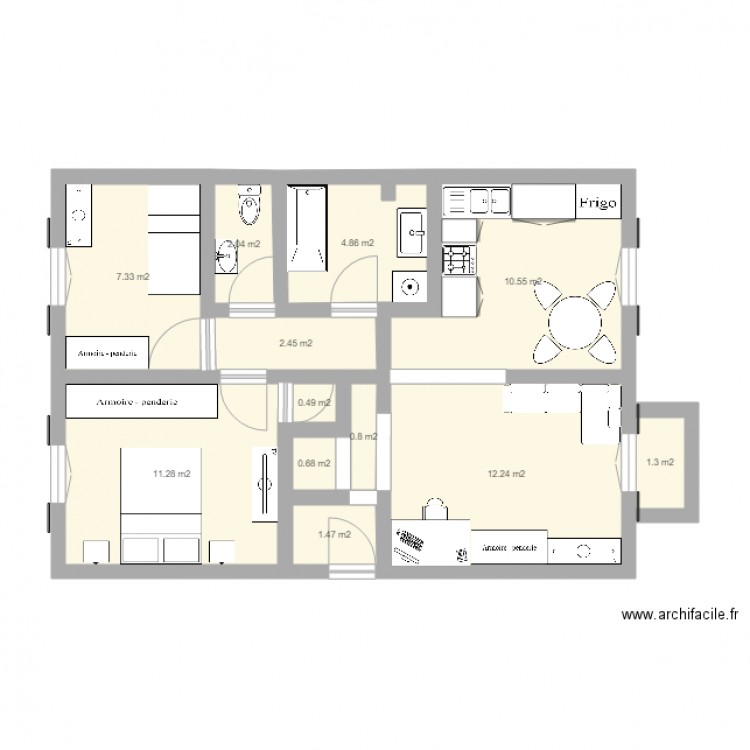 Plan Appartement 26 Emile Zola rendu finale. Plan de 0 pièce et 0 m2