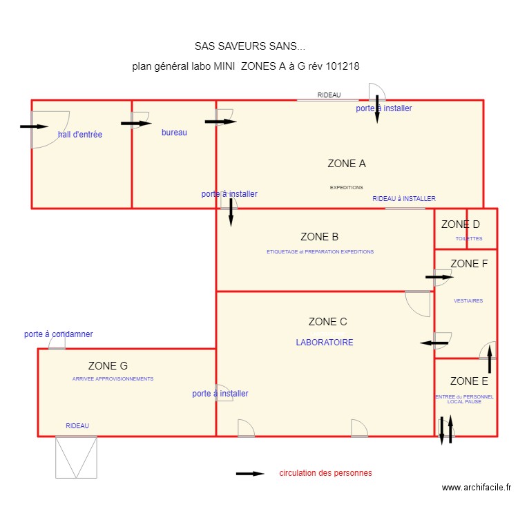 plan general labo MIN Zones A à G rév 101218 circulation personnes. Plan de 0 pièce et 0 m2