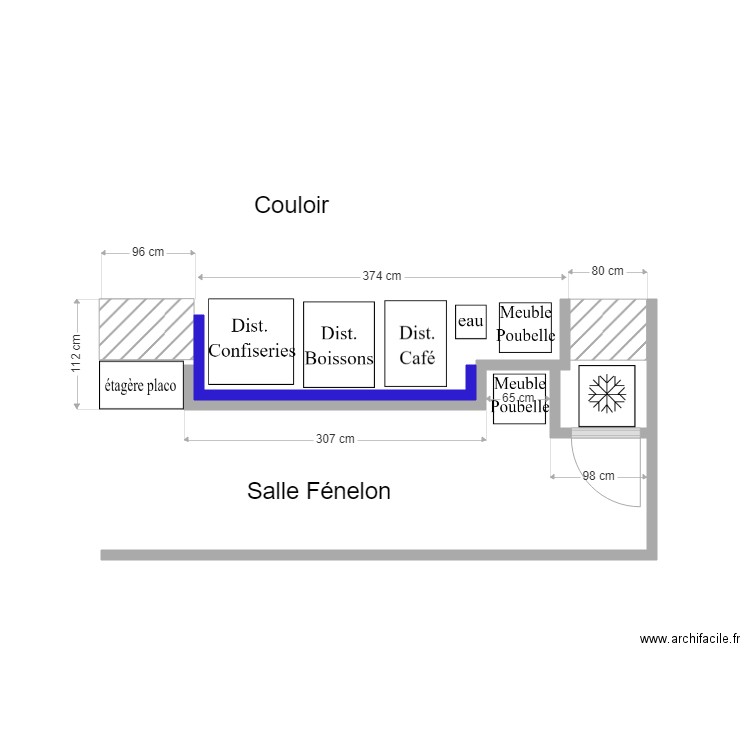 Niche Couloir Bossuet v1. Plan de 0 pièce et 0 m2