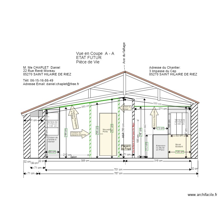 Coupe A A  Etat Futur. Plan de 0 pièce et 0 m2