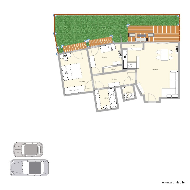 APPART12. Plan de 8 pièces et 62 m2