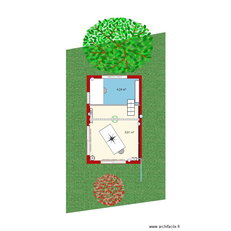 Atelier Houppeville. Plan de 2 pièces et 13 m2