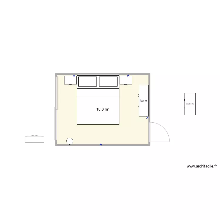 Chambre &agrave; coucher AD B&eacute;a et Pat. Plan de 