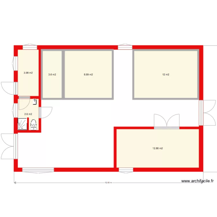 Brasserie 4 avec installations. Plan de 