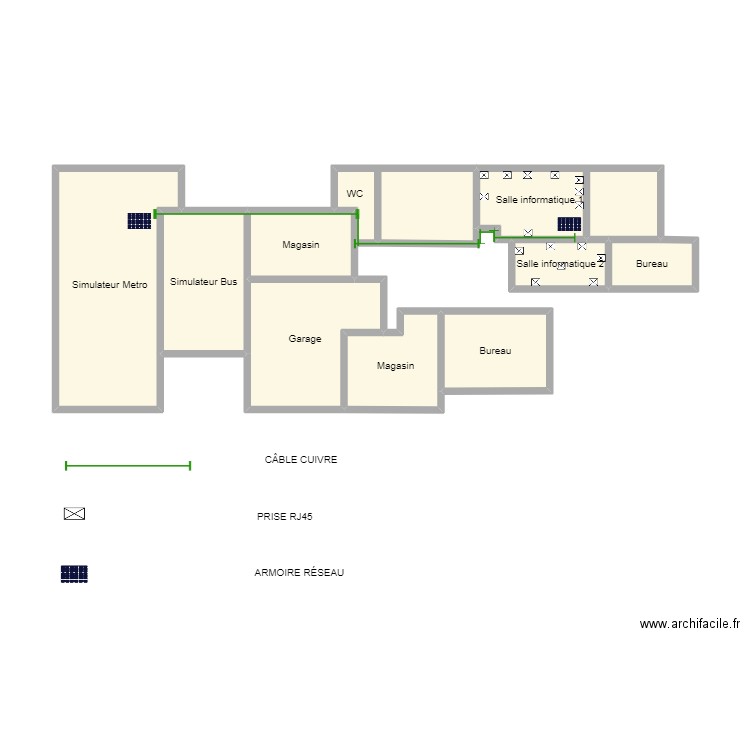 centre de formation . Plan de 10 pièces et 32 m2