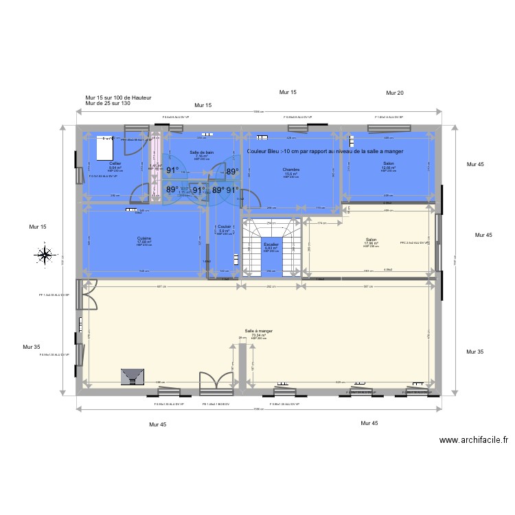 Prolongeau. Plan de 27 pièces et 336 m2