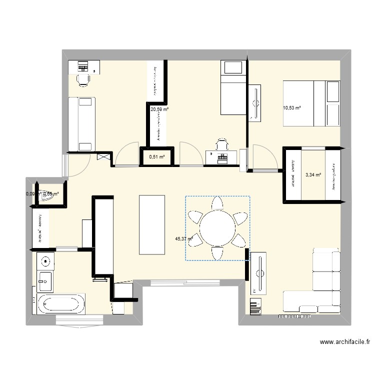 projet vincent. Plan de 7 pièces et 81 m2