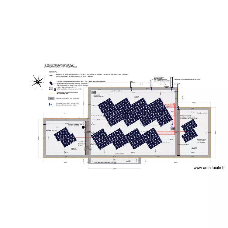 1.3 -PROJET RENOVATION TOIT PLAT ET POSE PANNEAUX PHOTOVOLTAIQUES 1/75. Plan de 1.3 -PROJET RENOVATION TOIT PLAT ET POSE PANNEAUX PHOTOVOLTAIQUES 1/75. Plan de