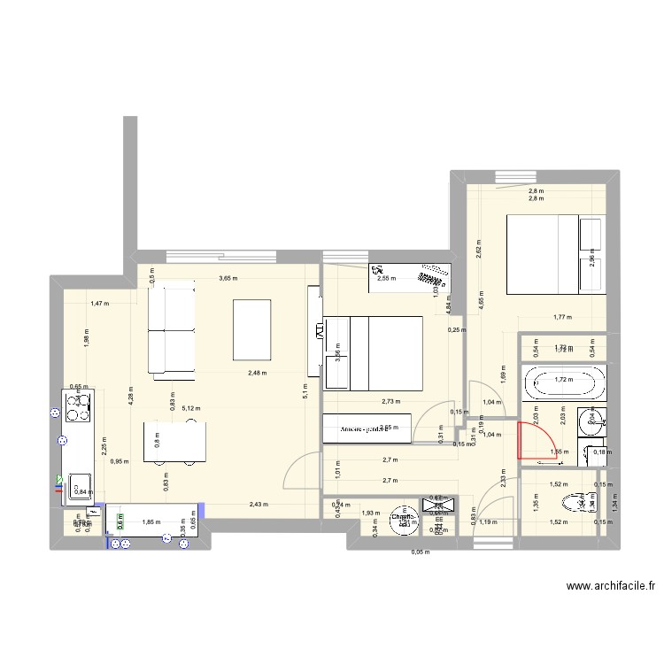 Appartement cuisine v2. Plan de 0 pièce et 0 m2