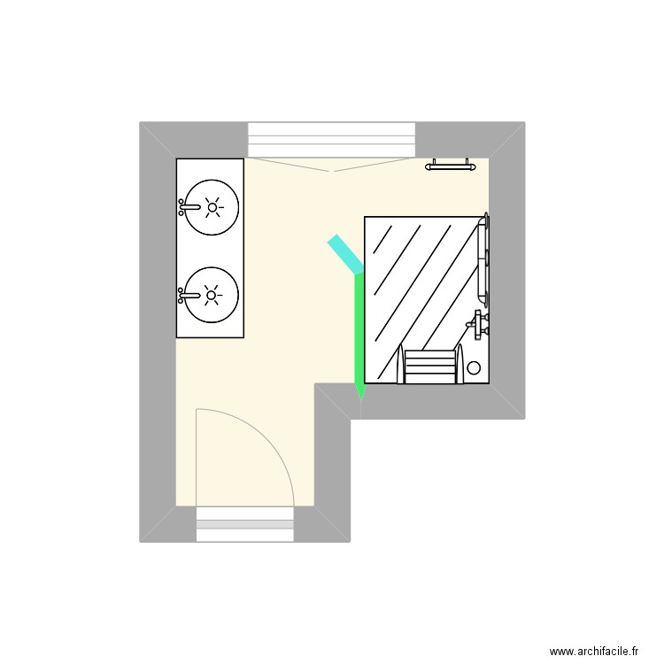 deschamps sdb modifiée. Plan de 1 pièce et 4 m2