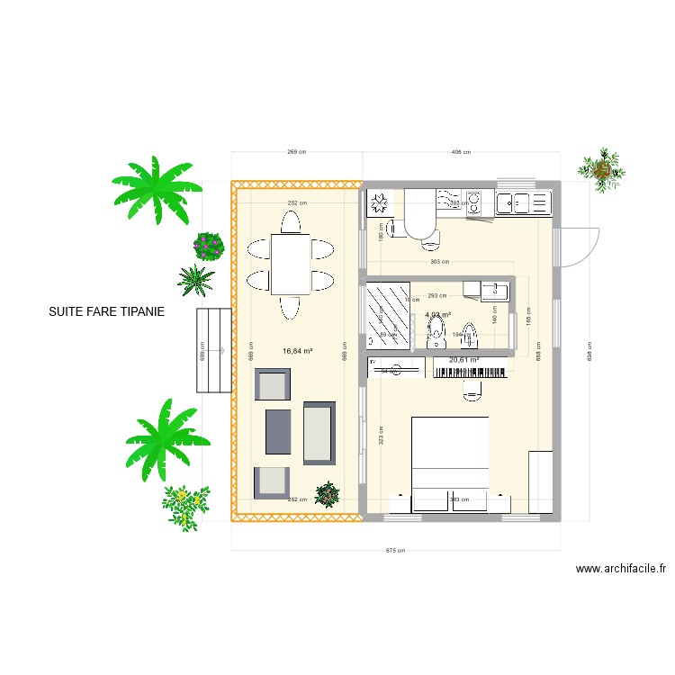 SUITE FARE TIPANIE. Plan de 3 pièces et 41 m2