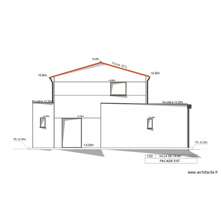 FACADE EST AAA. Plan de 