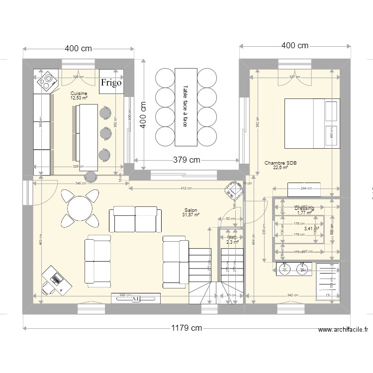 GERALD. Plan de 6 pièces et 74 m2