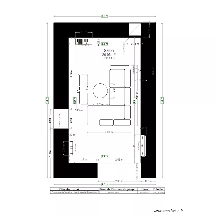 Agencement salon Vue de gauche  Proposition 2. Plan de 