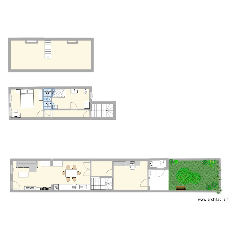 Charleroi rez. Plan de 10 pièces et 94 m2