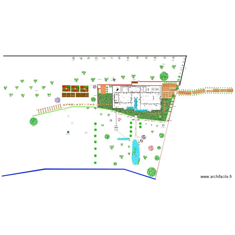 Omah Sutik version Limasan 2 Jardin V2. Plan de 5 pièces et 78 m2