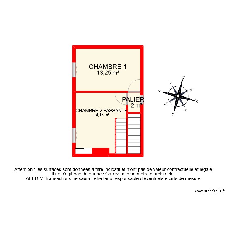 BI 8816 ETAGE . Plan de 5 pièces et 31 m2