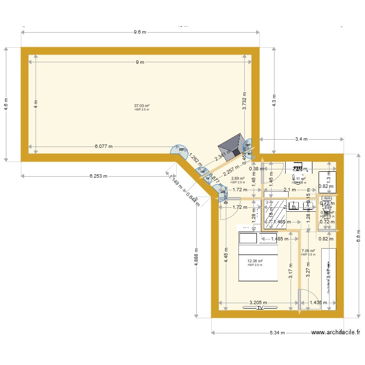 Projet 70 m2. Plan de 0 pièce et 0 m2