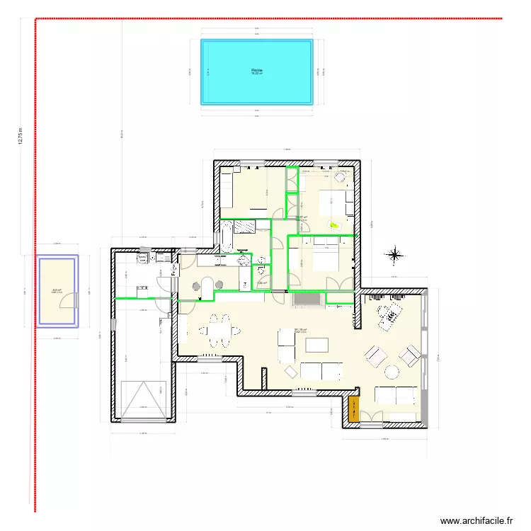 Maison B-E Plan c&ocirc;te - C&ocirc;tes relev&eacute;es. Plan de 
