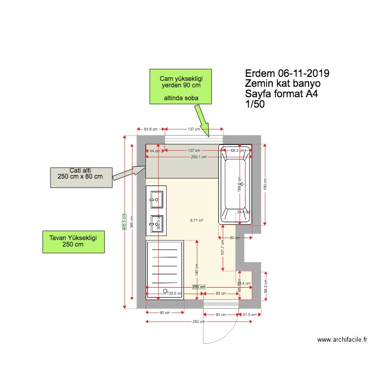 Erdem 1inci kat Banyo 06 11 2019. Plan de 0 pièce et 0 m2