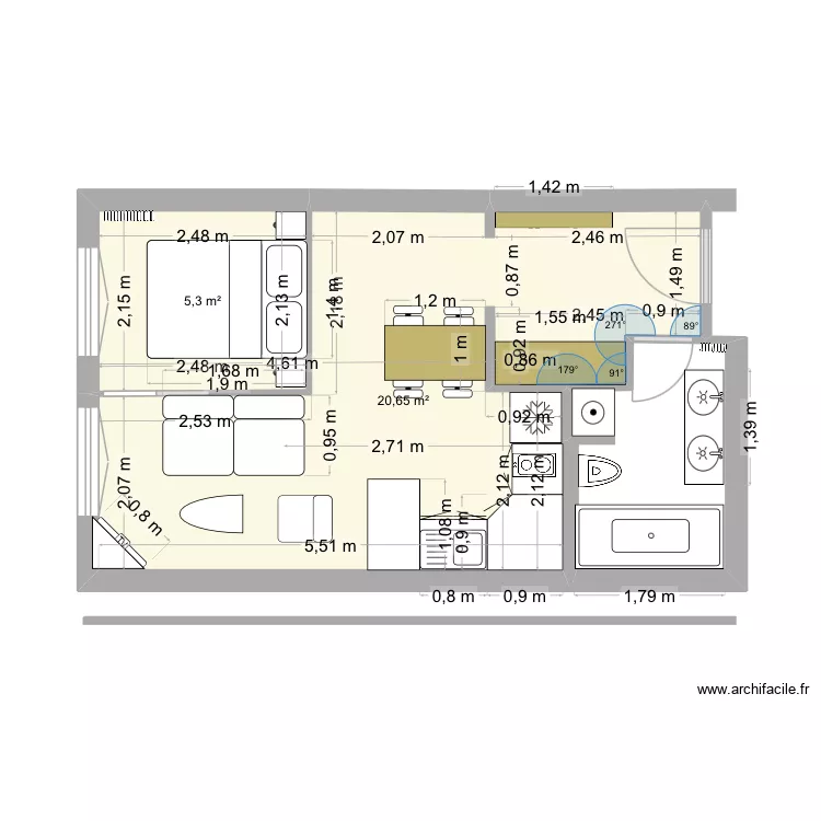 Gracieuse aout. Plan de 2 et 26 m² Gracieuse aout. Plan de 2 et 26 m²