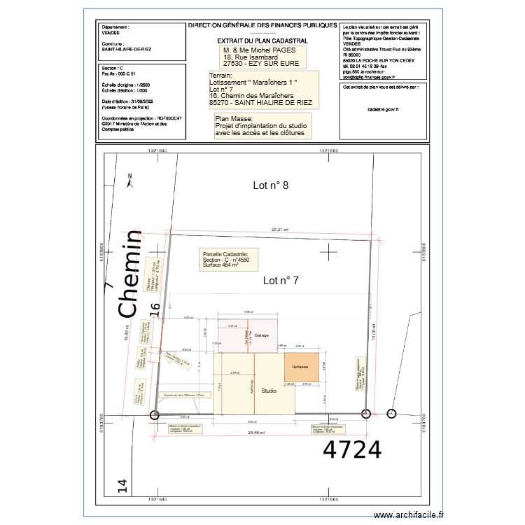 Plan Masse Studio Mimi Patou. Plan de 0 pièce et 0 m2