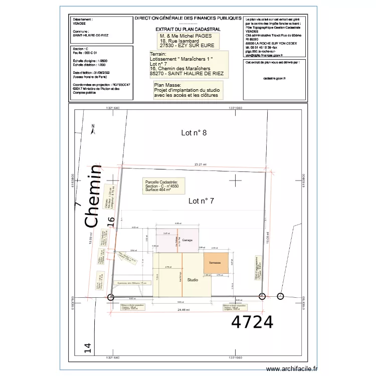 Plan Masse Studio Mimi Patou. Plan de 