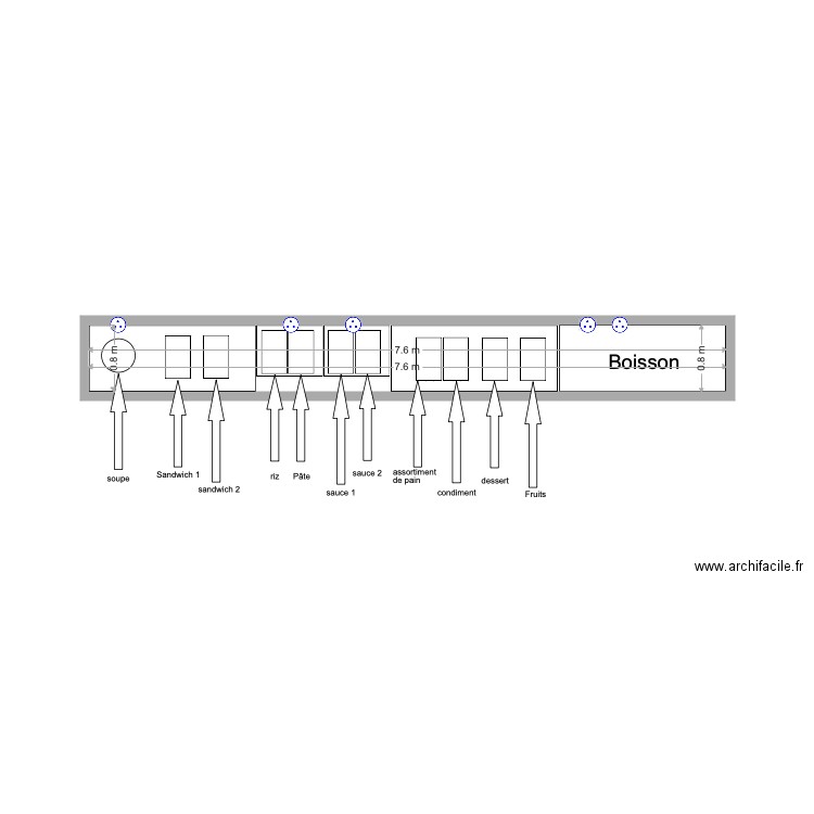 Ligne de service de buffet . Plan de 0 pièce et 0 m2