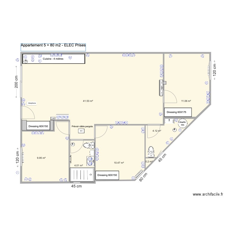 Appartement 5 Elec PC. Plan de 7 pièces et 81 m2