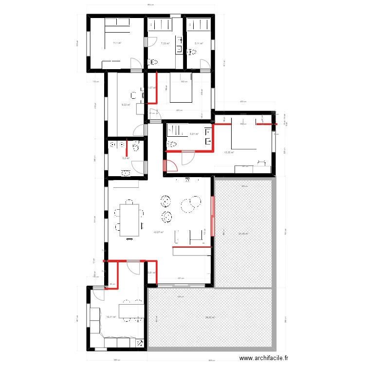 Chagoury version 2. Plan de 13 pièces et 172 m2