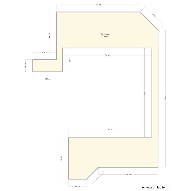 Fawal - Projet terrasse. Plan de 1 pièce et 52 m2