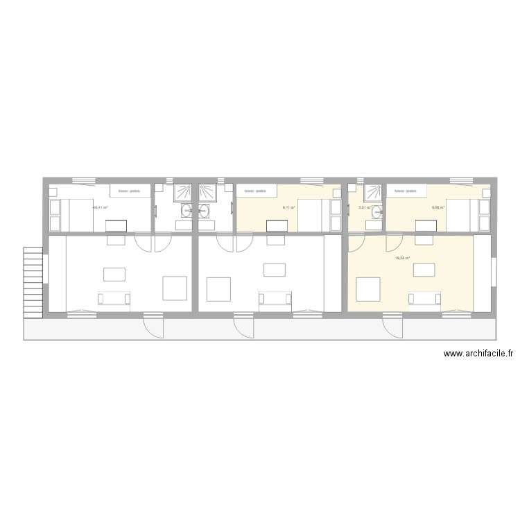 T2 25m2. Plan de 0 pièce et 0 m2