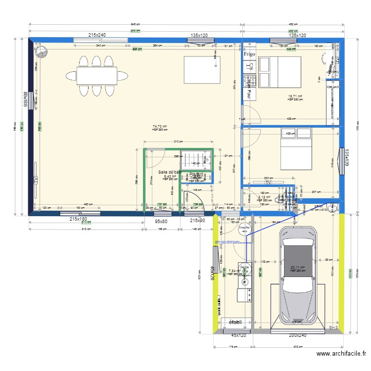 vue dessus accueillant. Plan de 8 pièces et 126 m2