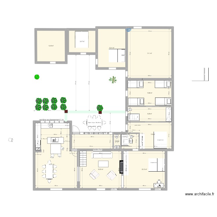 Noirmout v10. Plan de 13 pièces et 223 m2